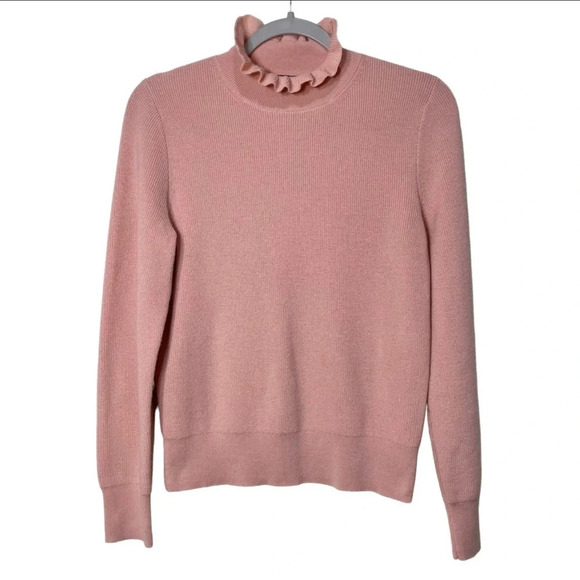 J. Crew Sweaters - J. Crew Ruffleneck Merino Wool Sweater Turtleneck Pullover Blush Pink Size XL